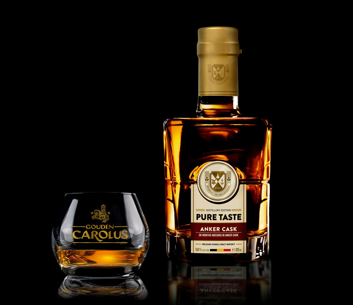 Pure Taste - Anker Cask Whisky Stokerij De Molenberg met glas